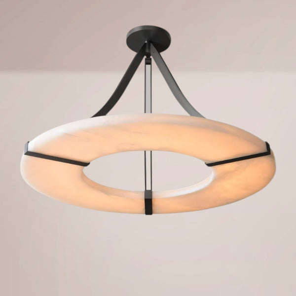 Kirev Segmented Alabaster Halo Chandelier
