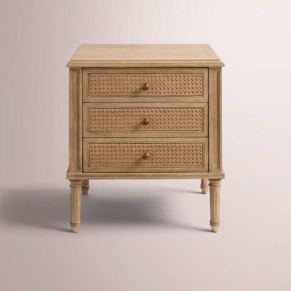 Harbourn Cane 3-Drawer Nightstand