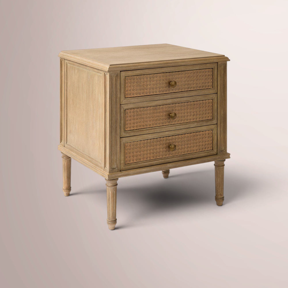Harbourn Cane 3-Drawer Nightstand