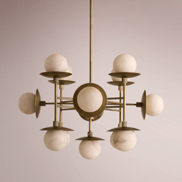 Drexel Radial Globe Alabaster Chandelier