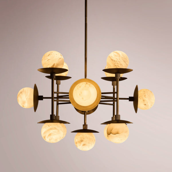 Drexel Radial Globe Alabaster Chandelier