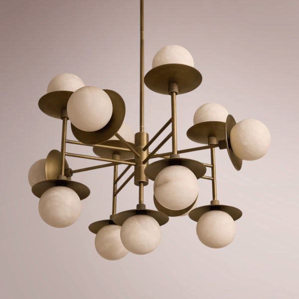 Drexel Radial Globe Alabaster Chandelier
