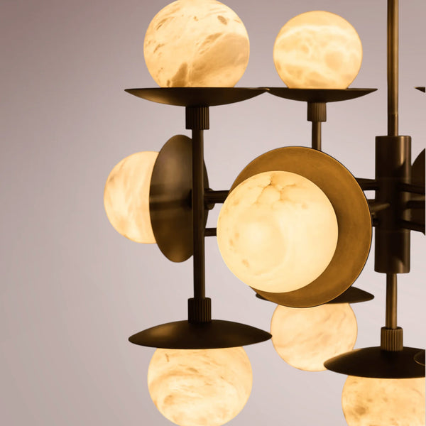 Drexel Radial Globe Alabaster Chandelier