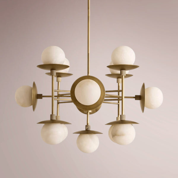 Drexel Radial Globe Alabaster Chandelier