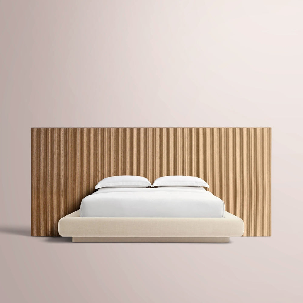 Ethenra Wide Extended Panel Bed with Fabric Base