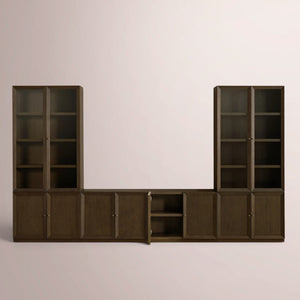 Noren Modular Glass Media Cabinet Set