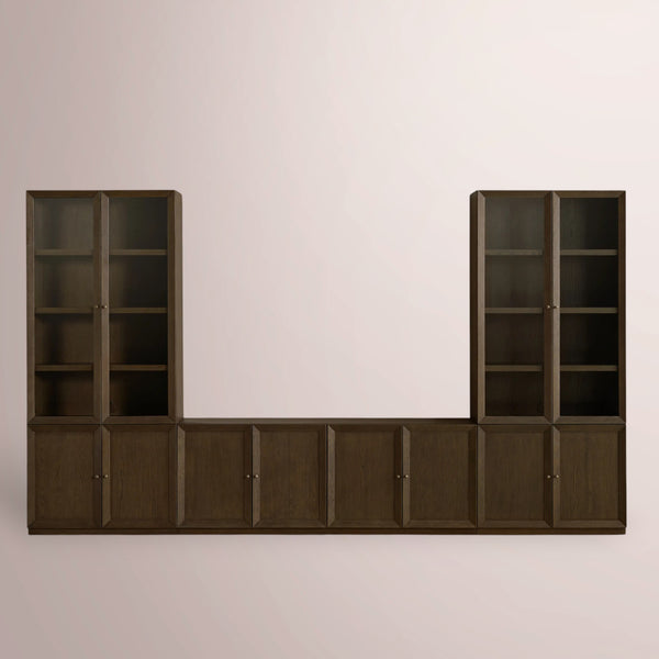 Noren Modular Glass Media Cabinet Set