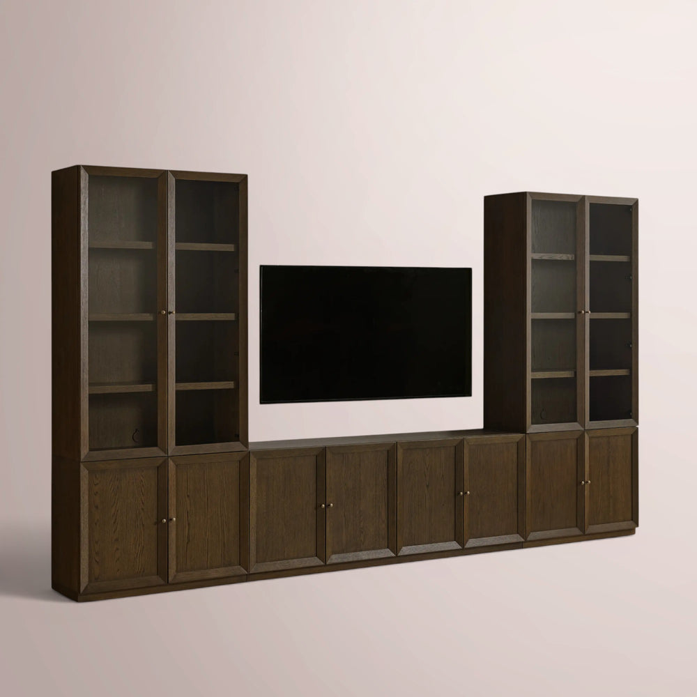 Noren Modular Glass Media Cabinet Set