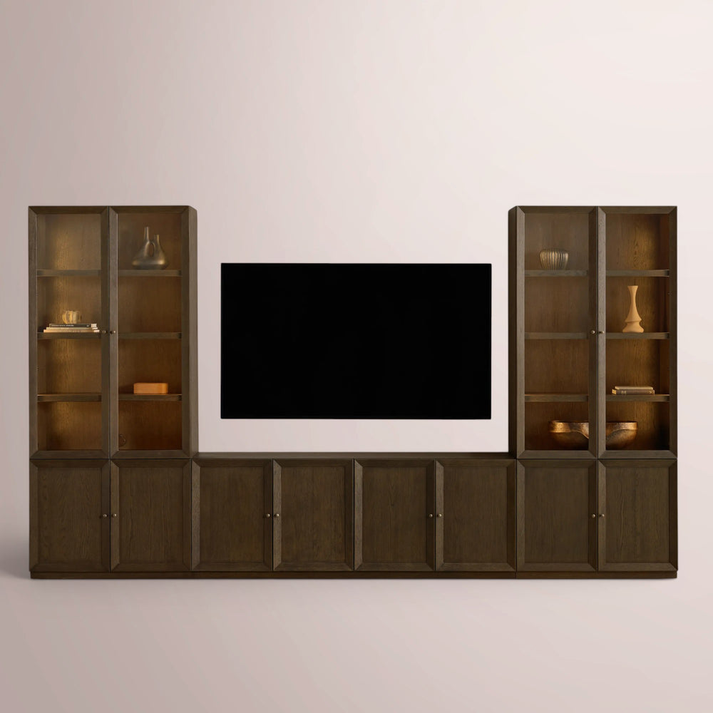 Noren Modular Glass Media Cabinet Set