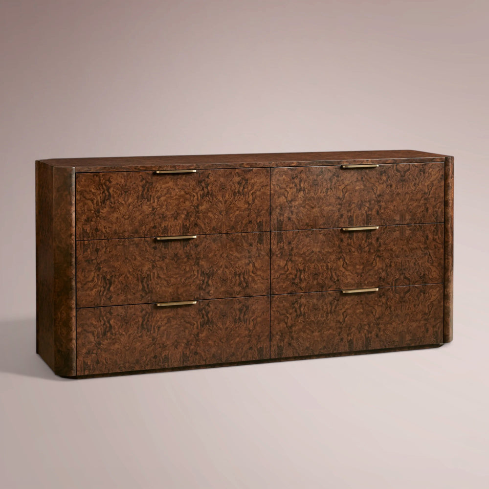 Marcell Burl Six-Drawer Dresser