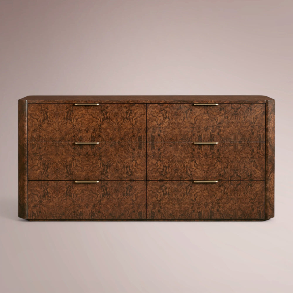 Marcell Burl Six-Drawer Dresser