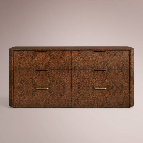 Marcell Burl Six-Drawer Dresser