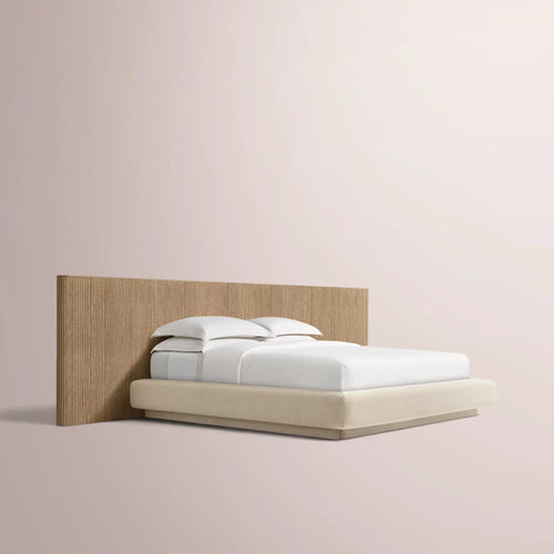Ethenra Wide Extended Panel Bed with Fabric Base