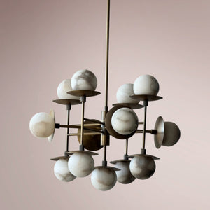 Drexel Radial Globe Alabaster Chandelier