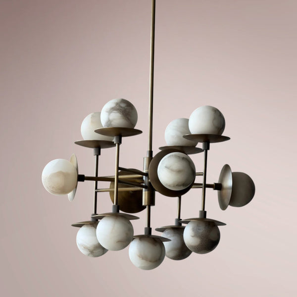 Drexel Radial Globe Alabaster Chandelier