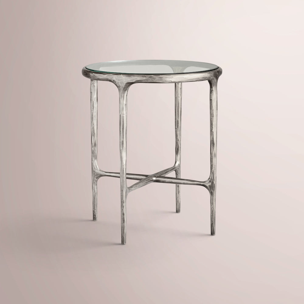 Calix Glass Round Side Table & Drink Table