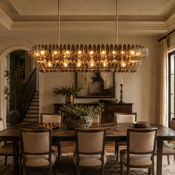 Amilar Smoke Glass Linear Chandelier