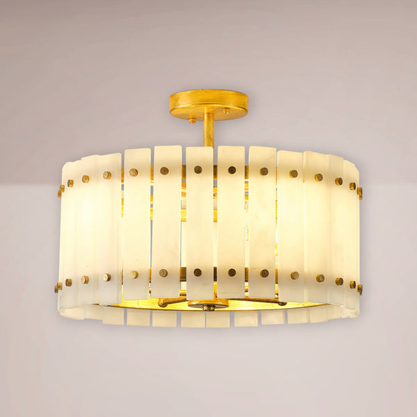 Velmont Alabaster Drum Flush Mount