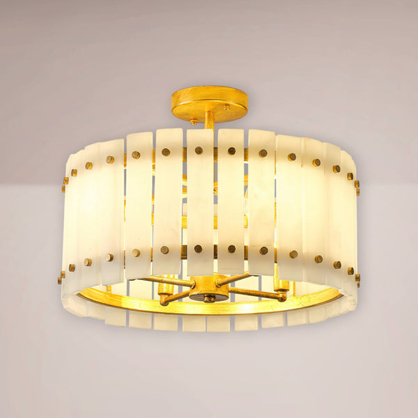 Velmont Alabaster Drum Flush Mount