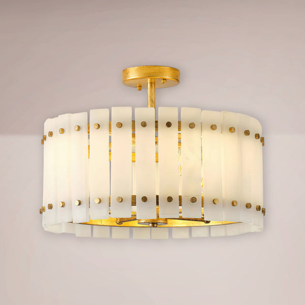 Velmont Alabaster Drum Flush Mount
