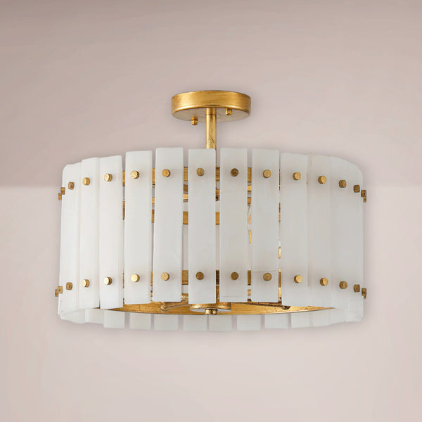 Velmont Alabaster Drum Flush Mount