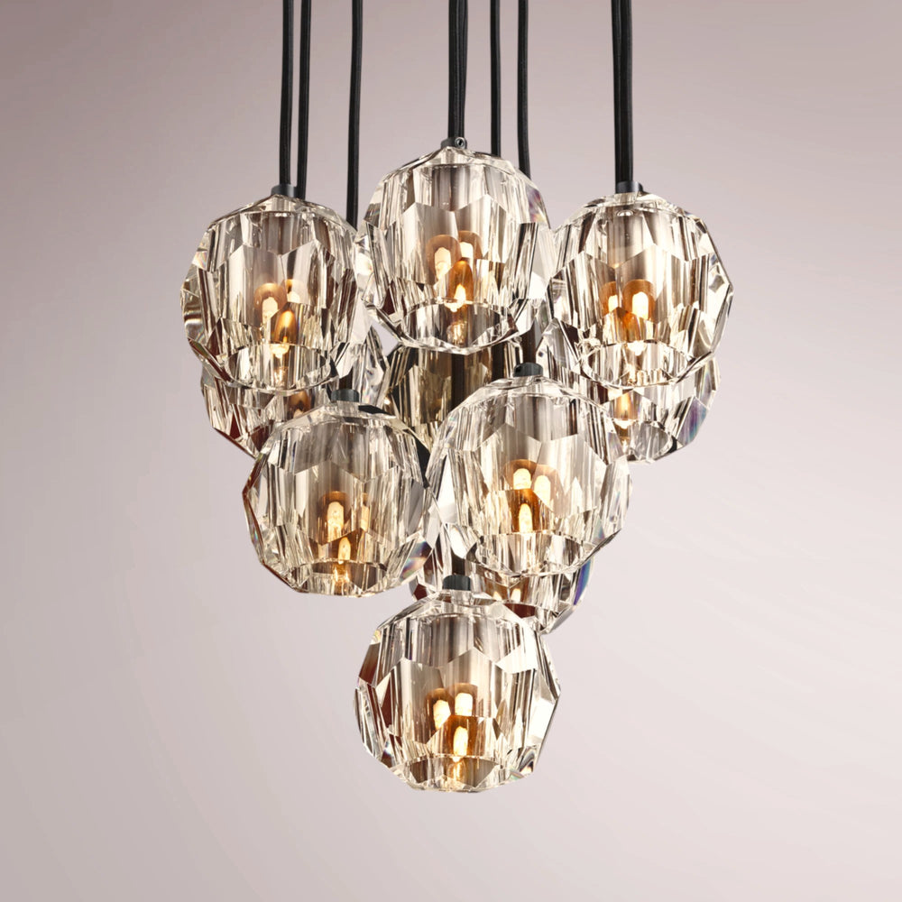 Multiaspect Cristal Glass Round Cluster Chandelier