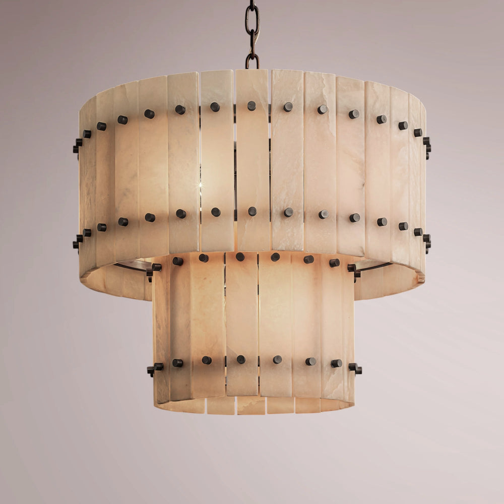 San Frank Alabaster Round Tiered Chandelier