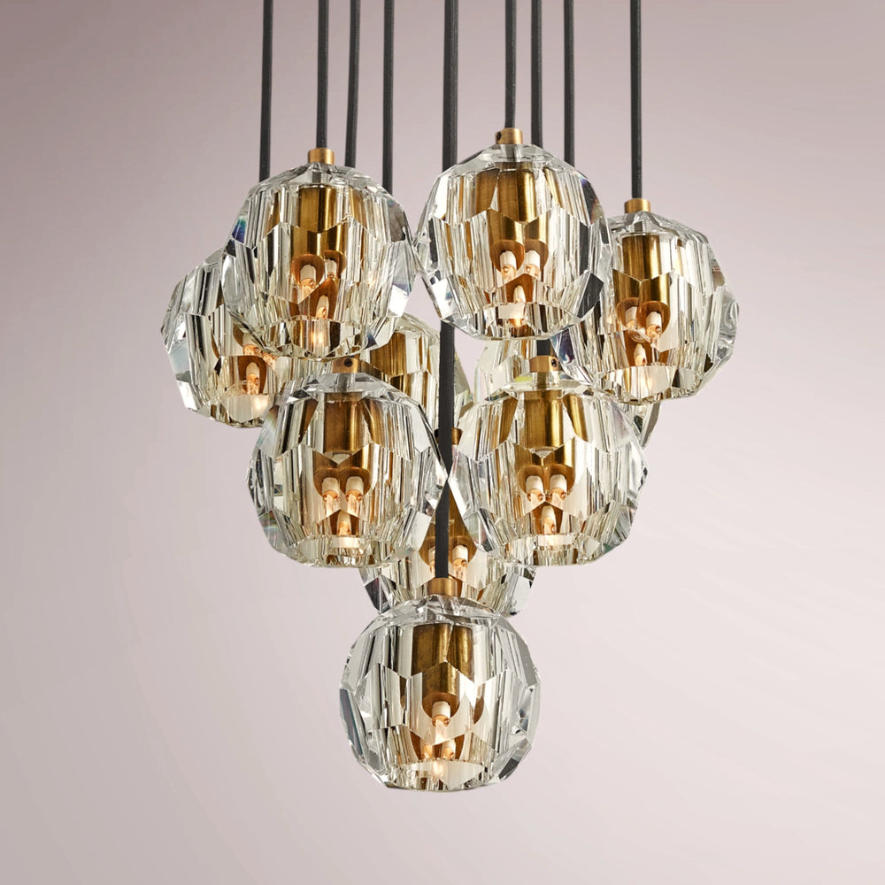 Multiaspect Cristal Glass Round Cluster Chandelier
