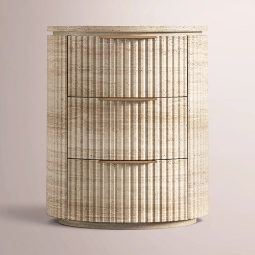 Solenne Reeded Stone Closed Nightstand