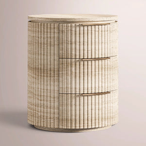 Solenne Reeded Stone Closed Nightstand
