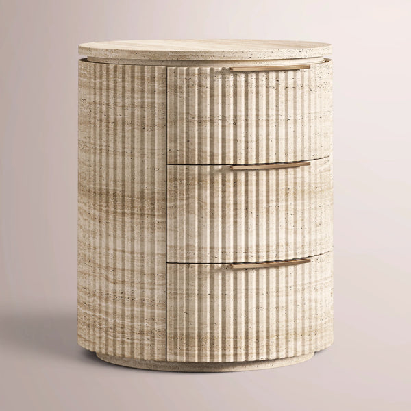 Solenne Reeded Stone Closed Nightstand