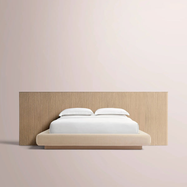 Ethenra Wide Extended Panel Bed with Fabric Base