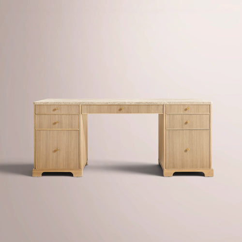 Celestine Emperador Reeded Storage Desk