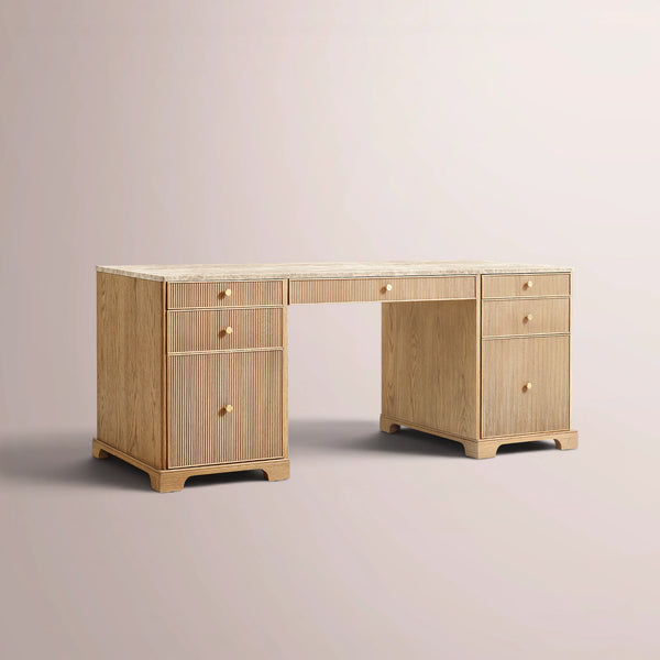 Celestine Emperador Reeded Storage Desk