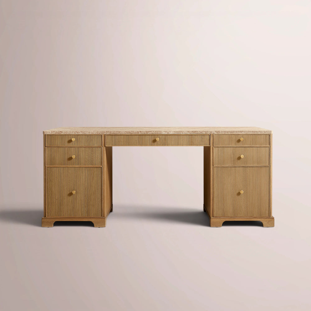 Celestine Emperador Reeded Storage Desk