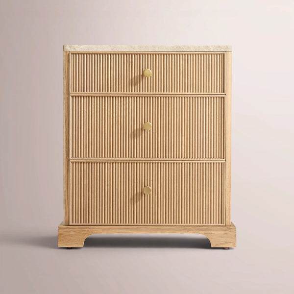 Celestine Emperador Reeded Closed Nightstand