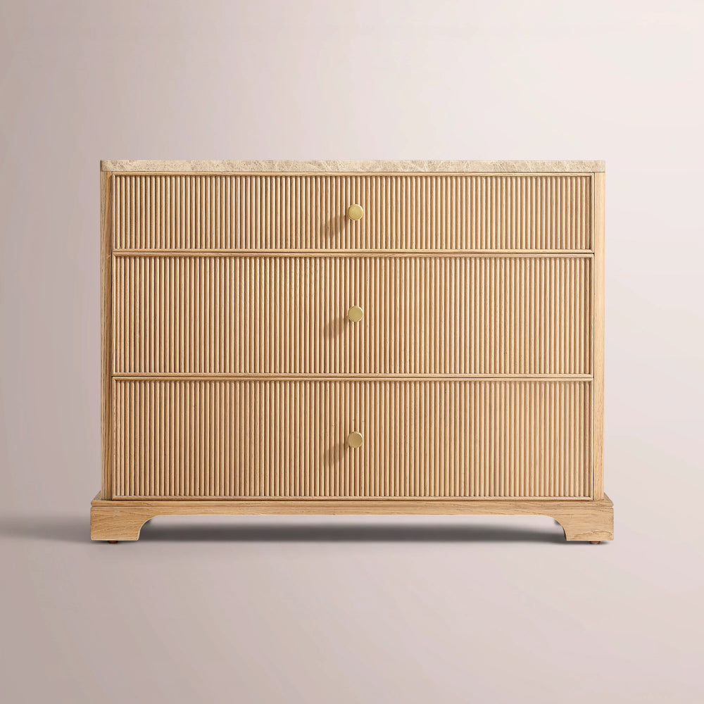 Celestine Emperador Reeded Closed Nightstand