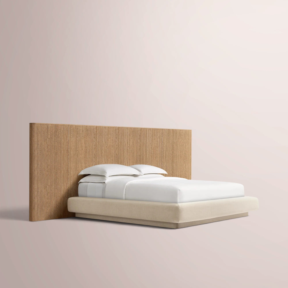 Ethenra Wide Extended Panel Bed with Fabric Base